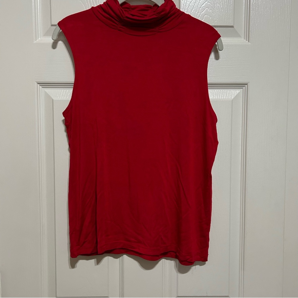 Jillian Nicole Red Sleeveless Turtleneck